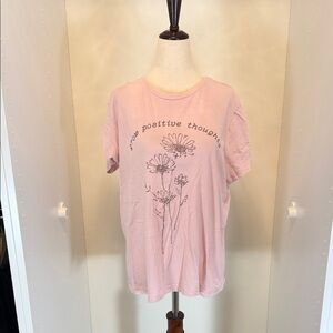 EUC Fleurish Pink Graphic T-Shirt with Floral Design